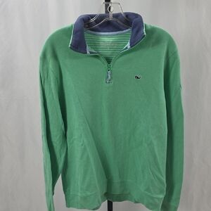 Vineyard Vines Green and Blue Zip Up Sweater